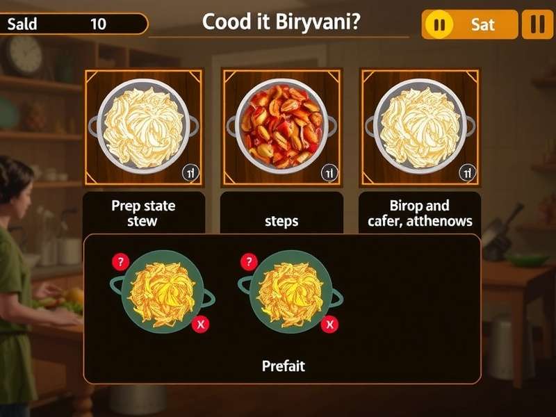 Biryani preparation steps in the game